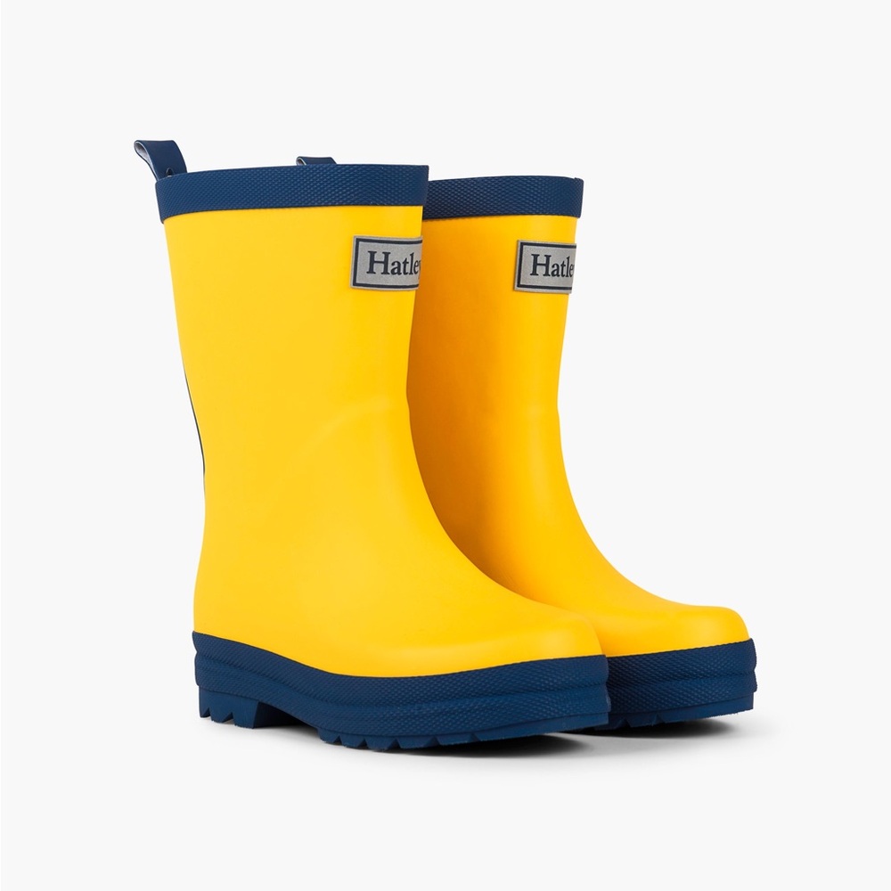 Hatley Kids Yellow & Navy Matte Rain Boots